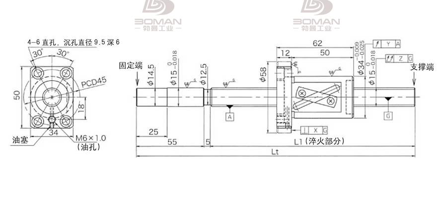 KURODA GG1520AS-BALR-0600A 黑田精工丝杆底座安装图