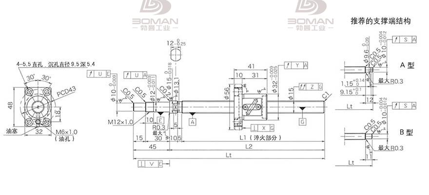 KURODA GP1504DS-BALR-0400B-C3F 黑田滚珠丝杠导程