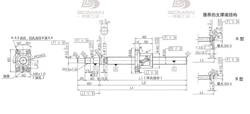 KURODA GP2005DS-BALR-0605B-C3F 黑田丝杆型号含义对照表