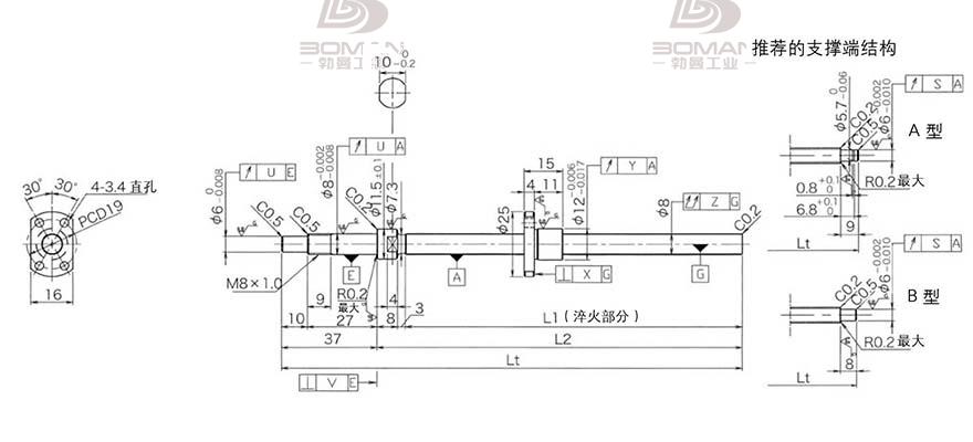 KURODA DP0801JS-HDNR-0260B-C3S c5级精密研磨丝杆黑田