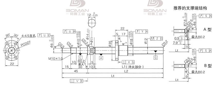 KURODA DP1202JS-HDNR-0300B-C3S 黑田丝杆型号含义对照表